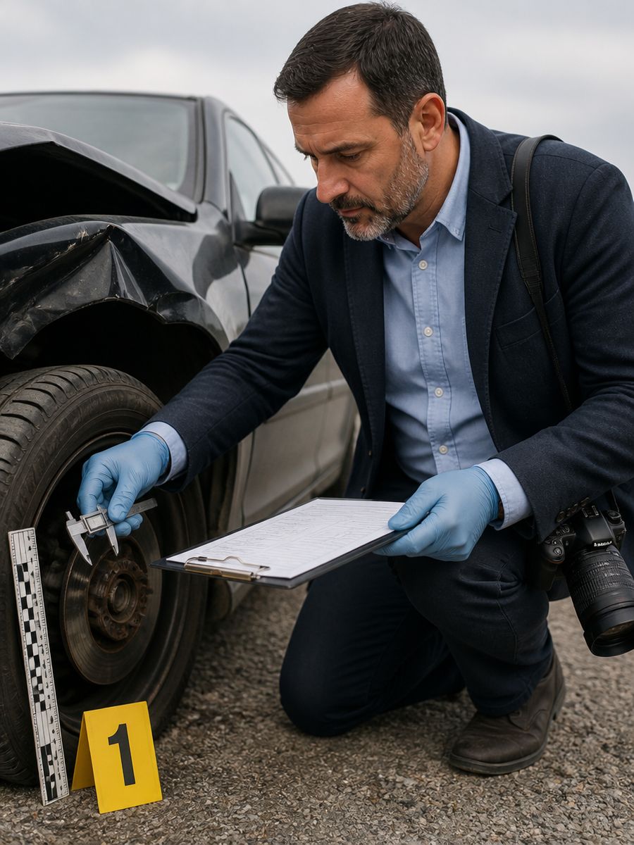 Perito mecánico revisando un vehículo y registrando evidencia para acreditar un vicio oculto